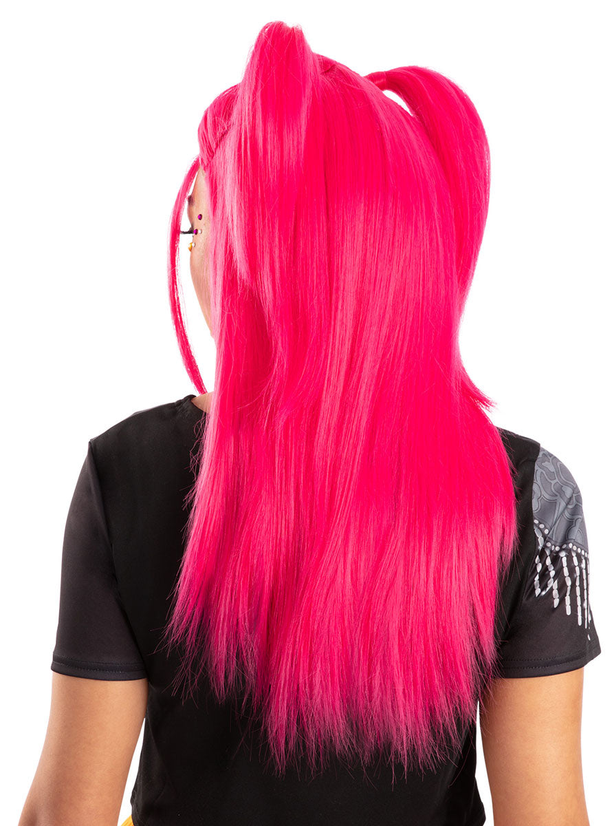 K Pop Demon Hunters Womens Pink Mira Costume Wig - Back Image