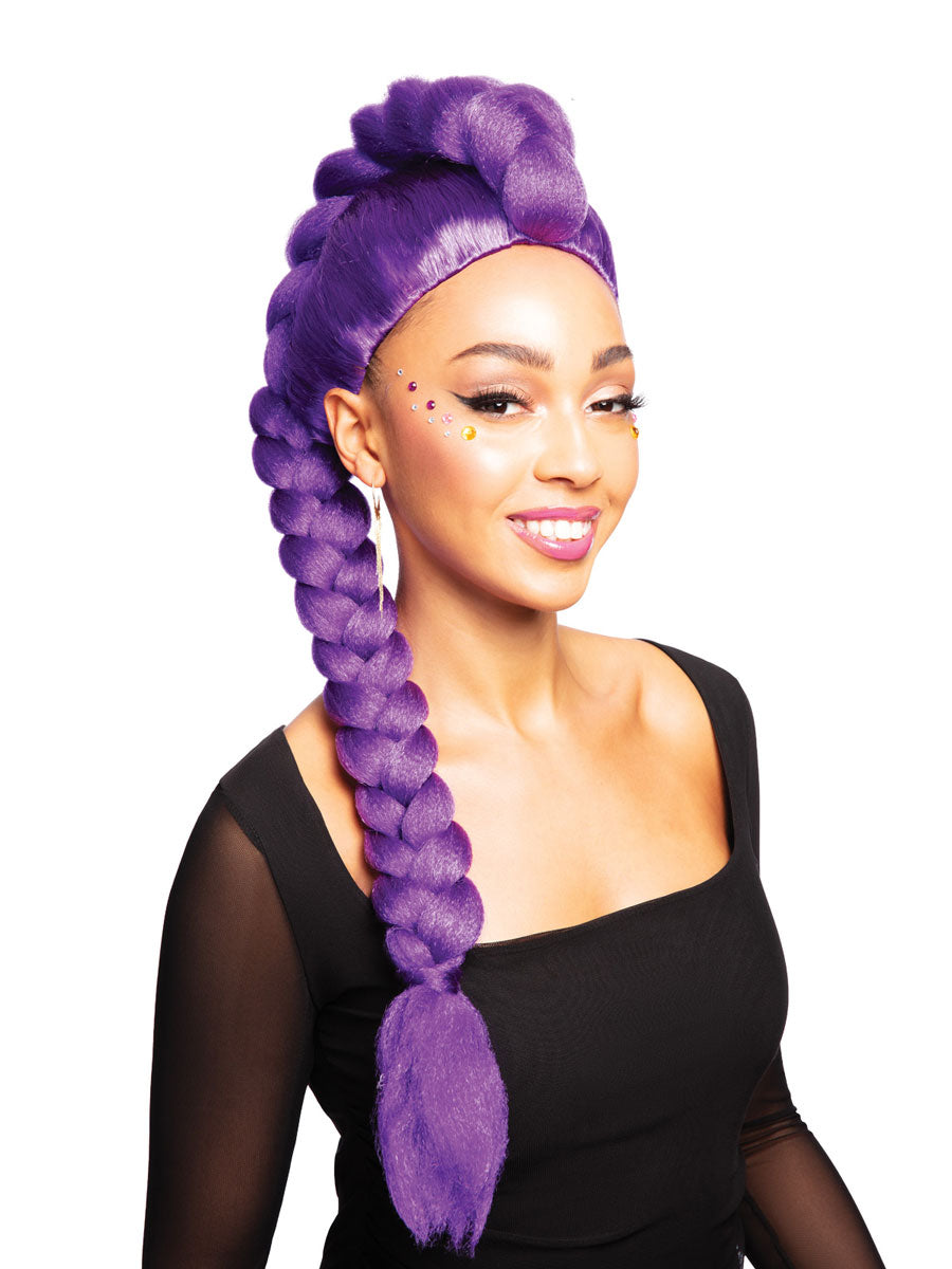 K Pop Demon Hunters Womens Rumi Purple Braid Costume Wig - Alternative Image 1