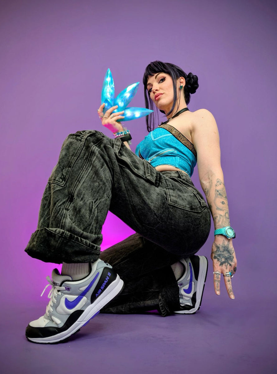K Pop Zoey Womens Purple Black Costume Wig with Buns - Alternative Image