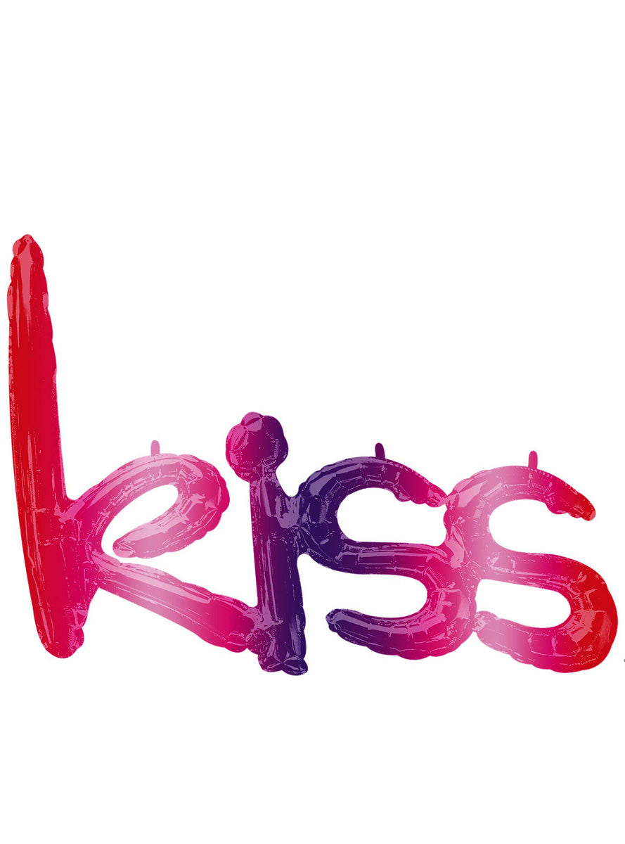 KISS Script Ombre 68cm Air Fill Self Sealing Foil Balloon - Main Image