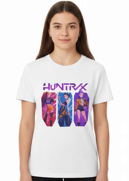 Teens White T-Shirt with KPop Favorite Huntrix 3 Girls Print Main Image