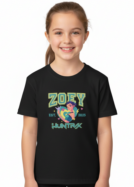 Kids Black T-Shirt with KPop Girl Band Rapper Zoey Print Main Image