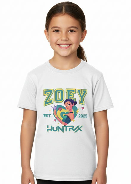 Kids White T-Shirt with KPop Girl Band Rapper Zoey Print Main Image