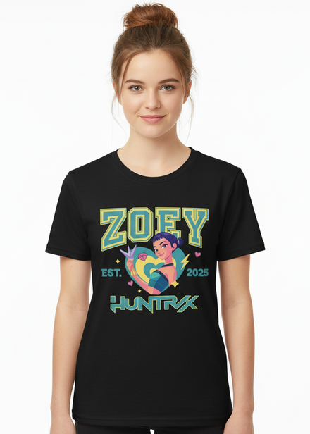 Teens Black T-Shirt with KPop Girl Band Rapper Zoey Print Main Image