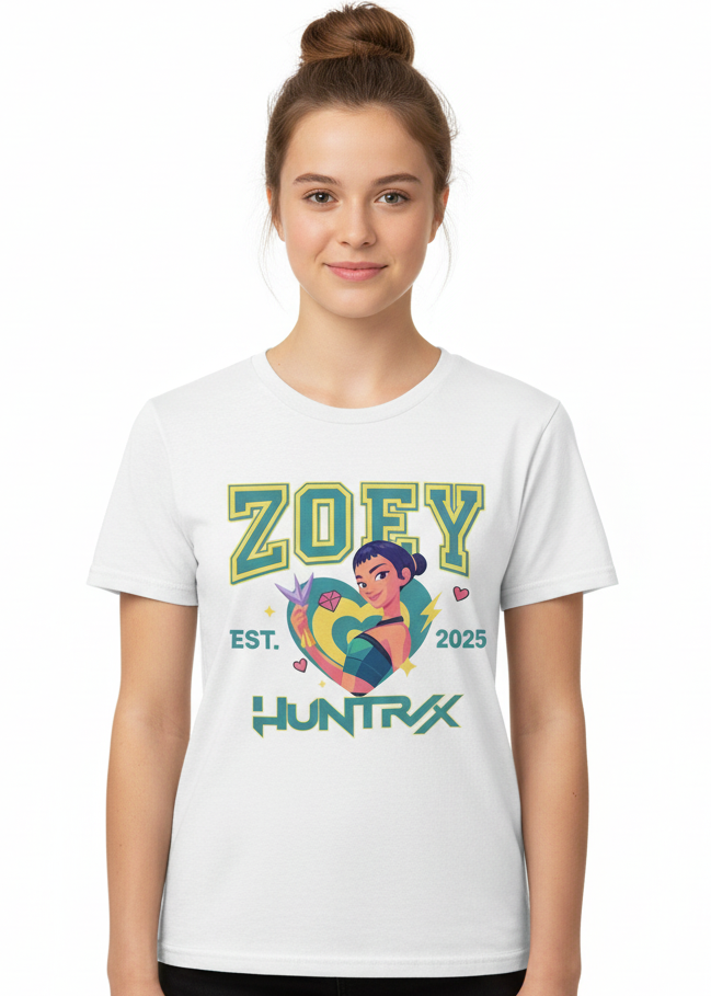 Teens White T-Shirt with KPop Girl Band Rapper Zoey Print Main Image