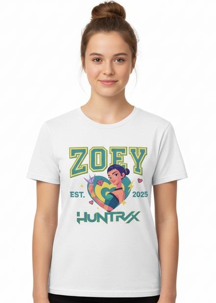 Teens White T-Shirt with KPop Girl Band Rapper Zoey Print Main Image