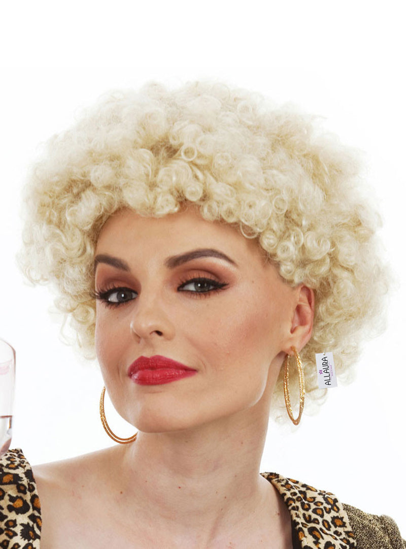 Katch Womens Blonde Permed Short Afro Costume Wig - Alternative Image