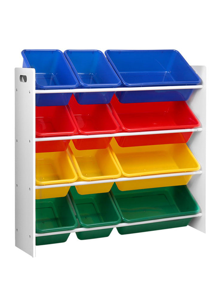 Keezi Kids 12 Bin Toy Box Organiser With Rainbow Buckets - Main Image