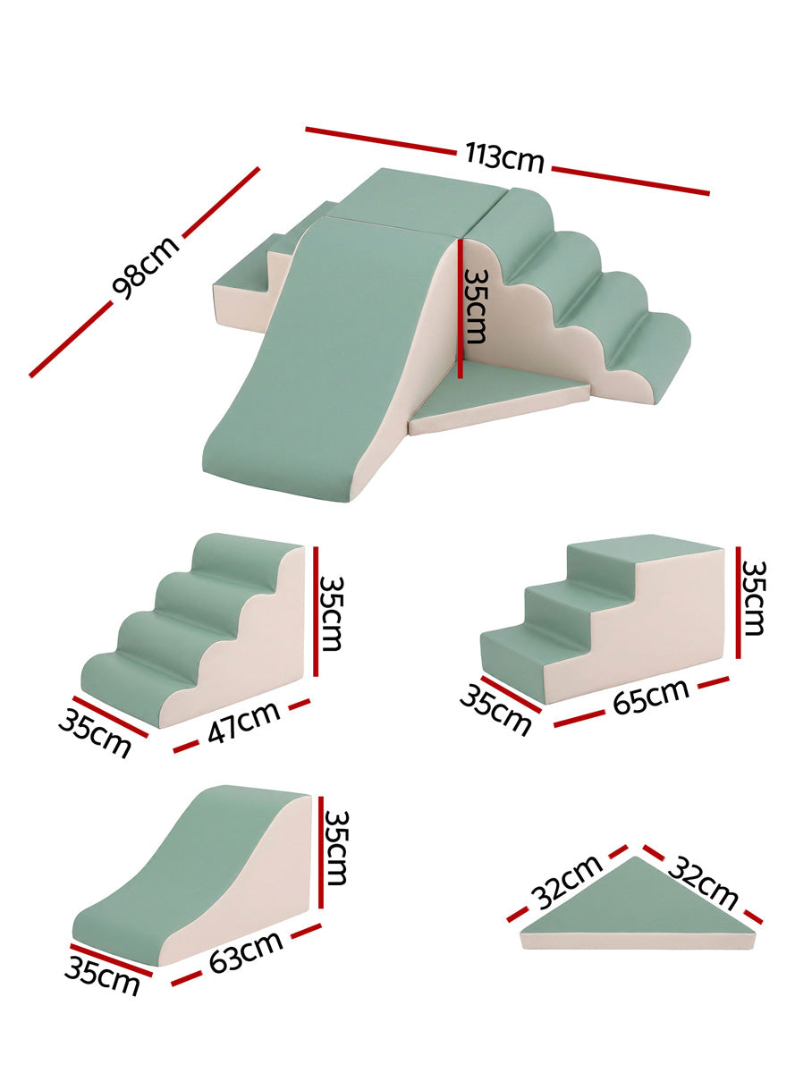 Keezi Kids Green And White 4 Piece Foam Climbing Blocks Set - Dimensions Image