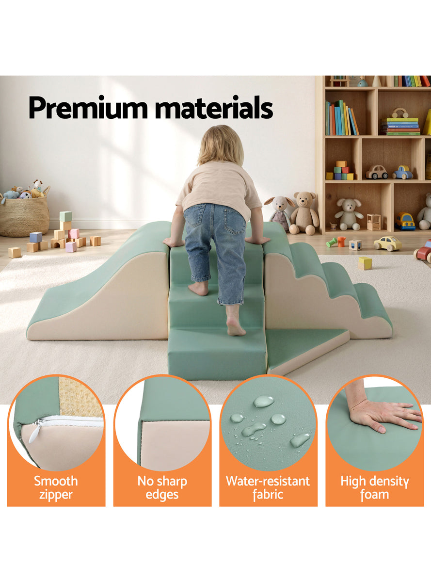 Keezi Kids Green And White 4 Piece Foam Climbing Blocks Set - Info Image 3