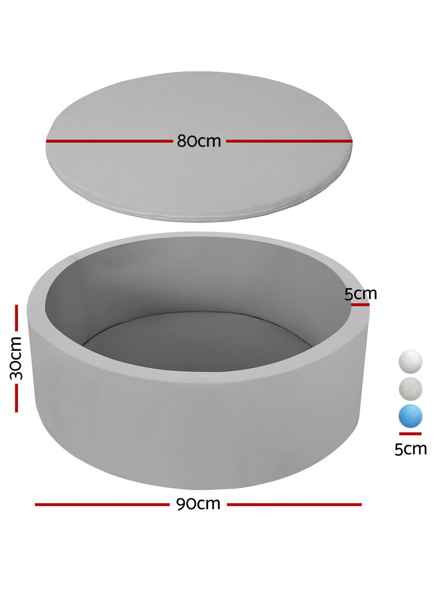 Keezi Kids Grey Foam Round Ball Pit - Dimensions Image