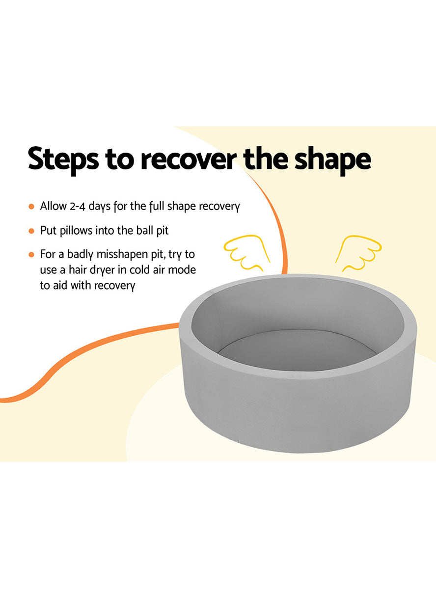 Keezi Kids Grey Foam Round Ball Pit - Info Image 4