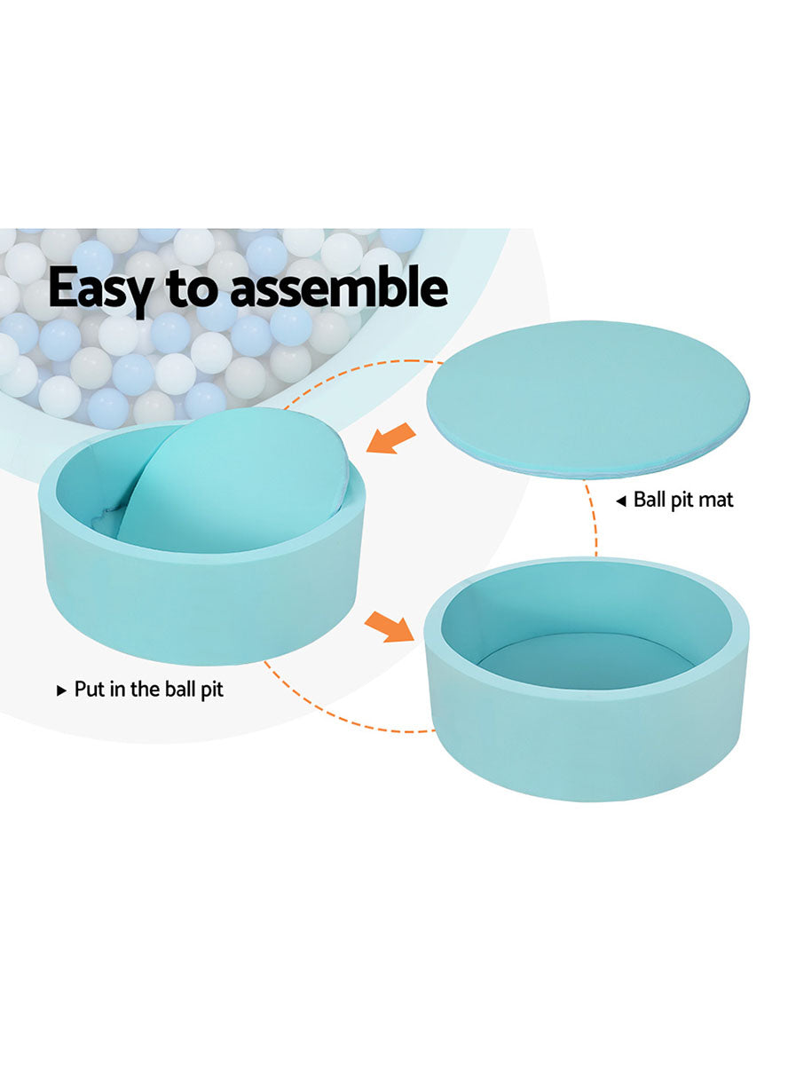 Keezi Kids Ocean Blue Foam Round Ball Pit - Info Image 1