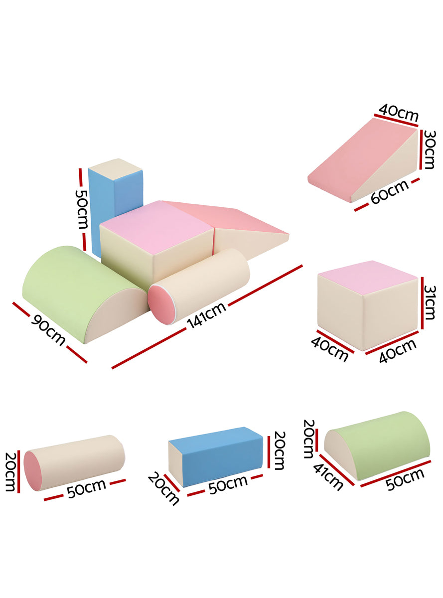 Keezi Kids Soft Indoor 5 Piece Rainbow Climbing Blocks Set - Dimensions Image