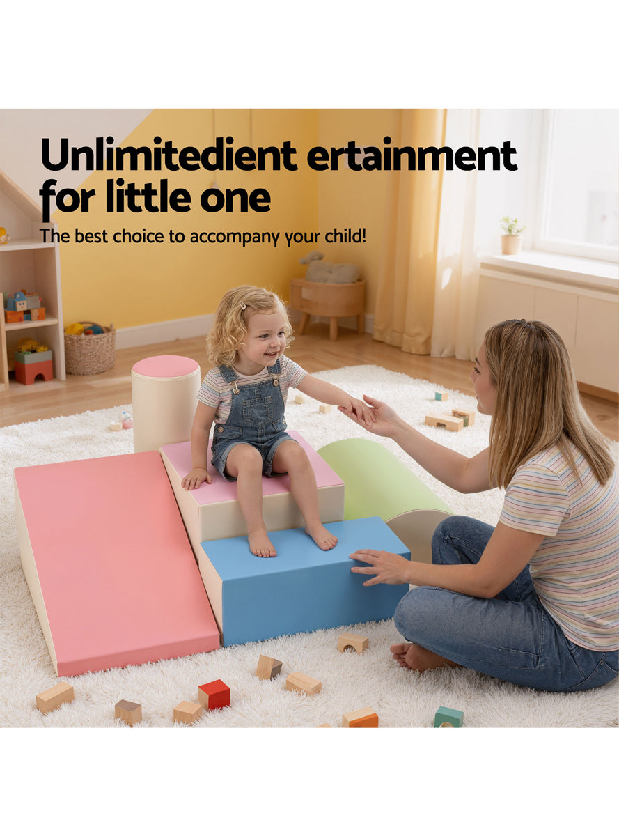 Keezi Kids Soft Indoor 5 Piece Rainbow Climbing Blocks Set - Info Image 1