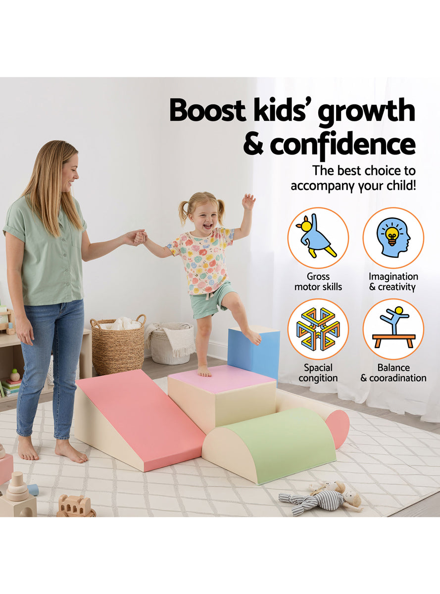 Keezi Kids Soft Indoor 5 Piece Rainbow Climbing Blocks Set - Info Image 4