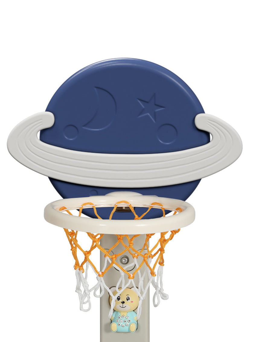 Keezi Kids Space Theme Blue 5 In 1 Sports Set With Adjustable Basketball Hoop - Close Image 1