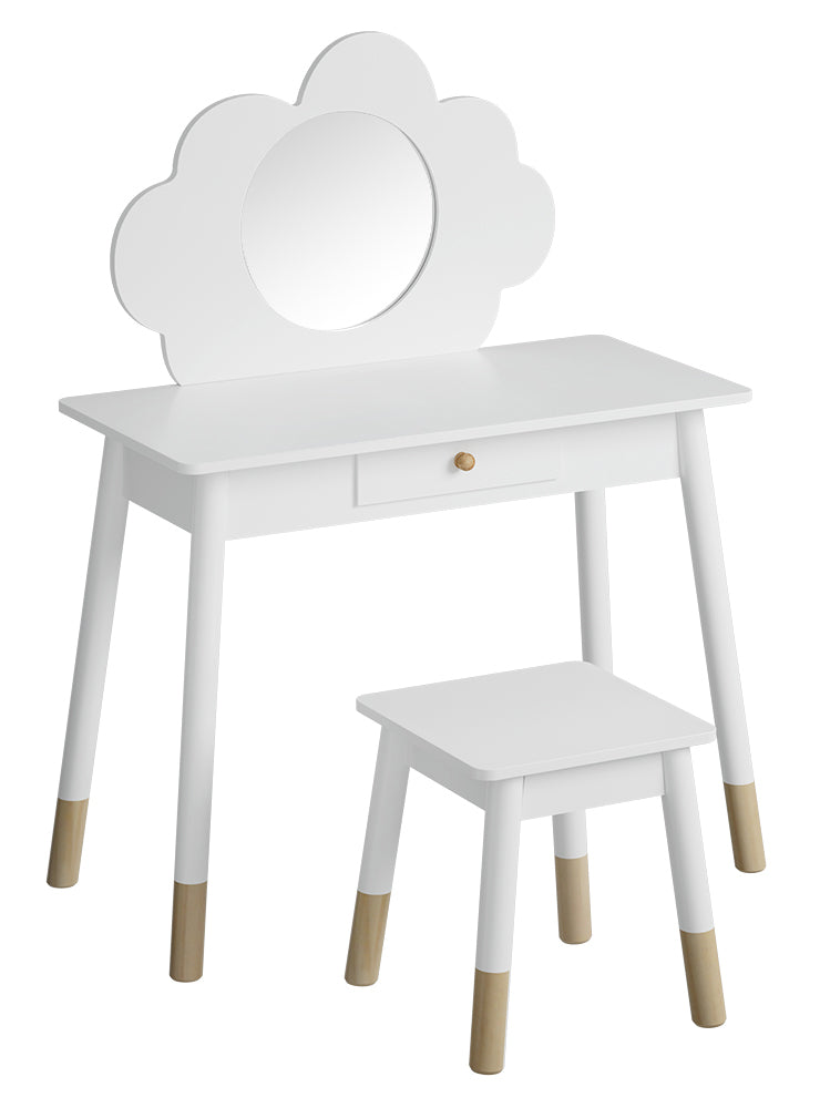 Keezi Kids White Cloud Wooden Vanity Table With Chair - Main Image
