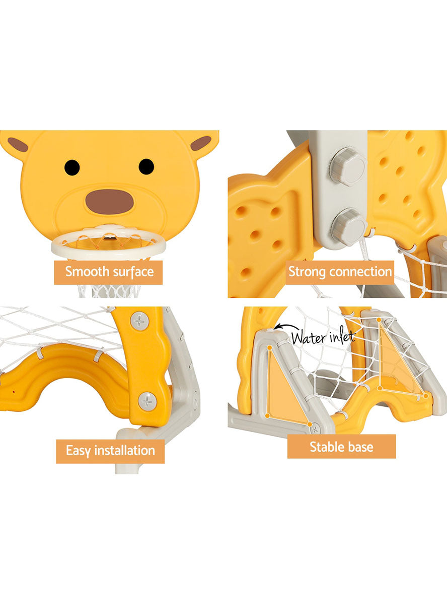 Keezi Kids Yellow Giraffe 5 In 1 Sports Set With Adjustable Basketball - Info Image 2