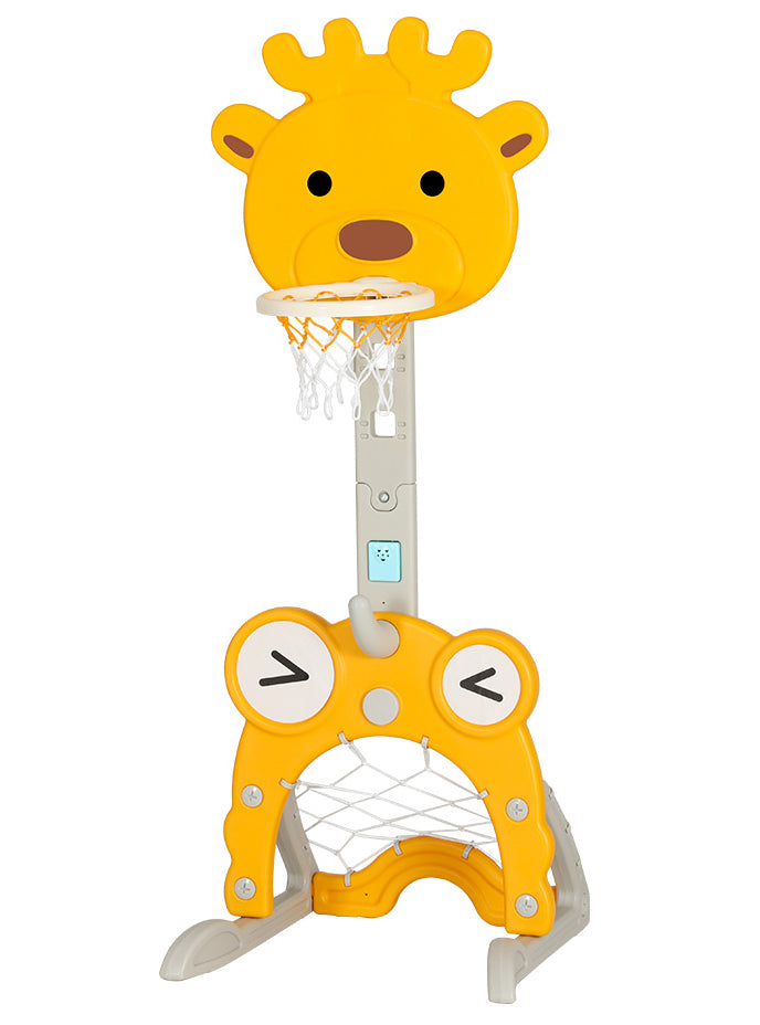 Keezi Kids Yellow Giraffe 5 In 1 Sports Set With Adjustable Basketball - Main Image