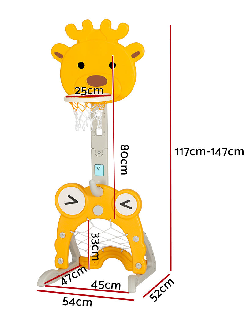 Keezi Kids Yellow Giraffe 5 In 1 Sports Set With Adjustable Dimensions Main Image