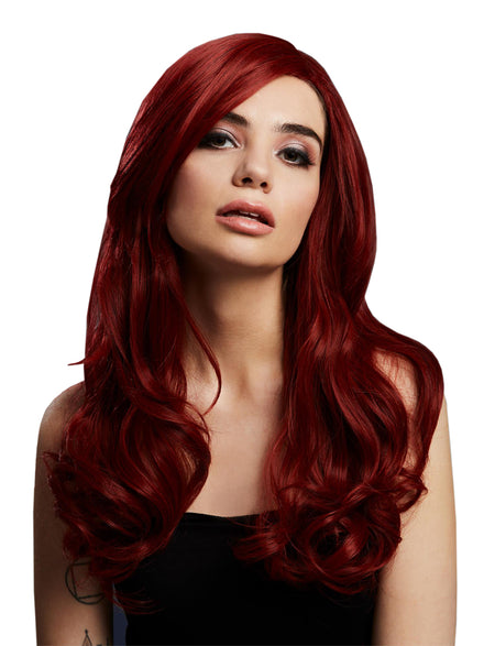 Womens Deluxe Ruby Red True Blend Wavy Fashion Wig - Main Image