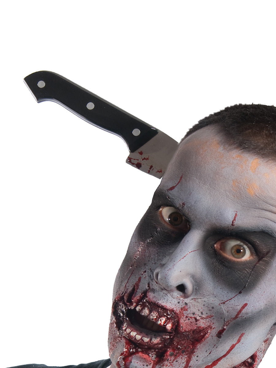 Blood Splattered Knife Through The Head Halloween Costume Headband - Close Image 2