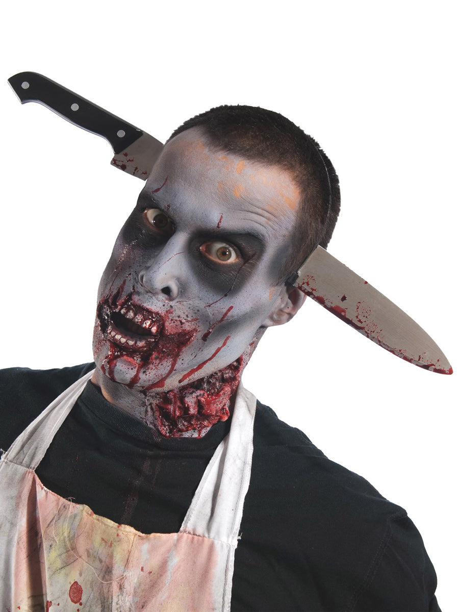 Blood Splattered Knife Through The Head Halloween Costume Headband - Main Image