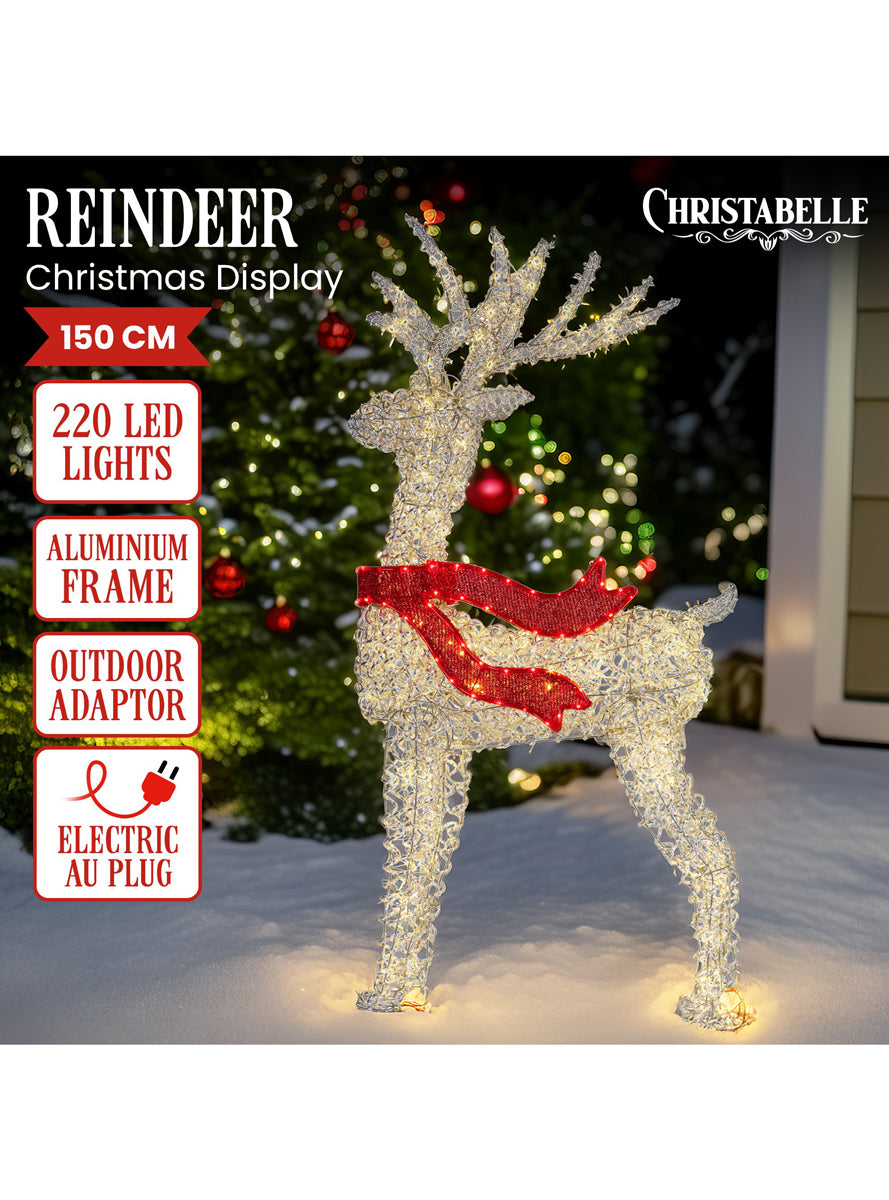 LED Light Up Warm White Reindeer Decoration 150cm - Info Image 1