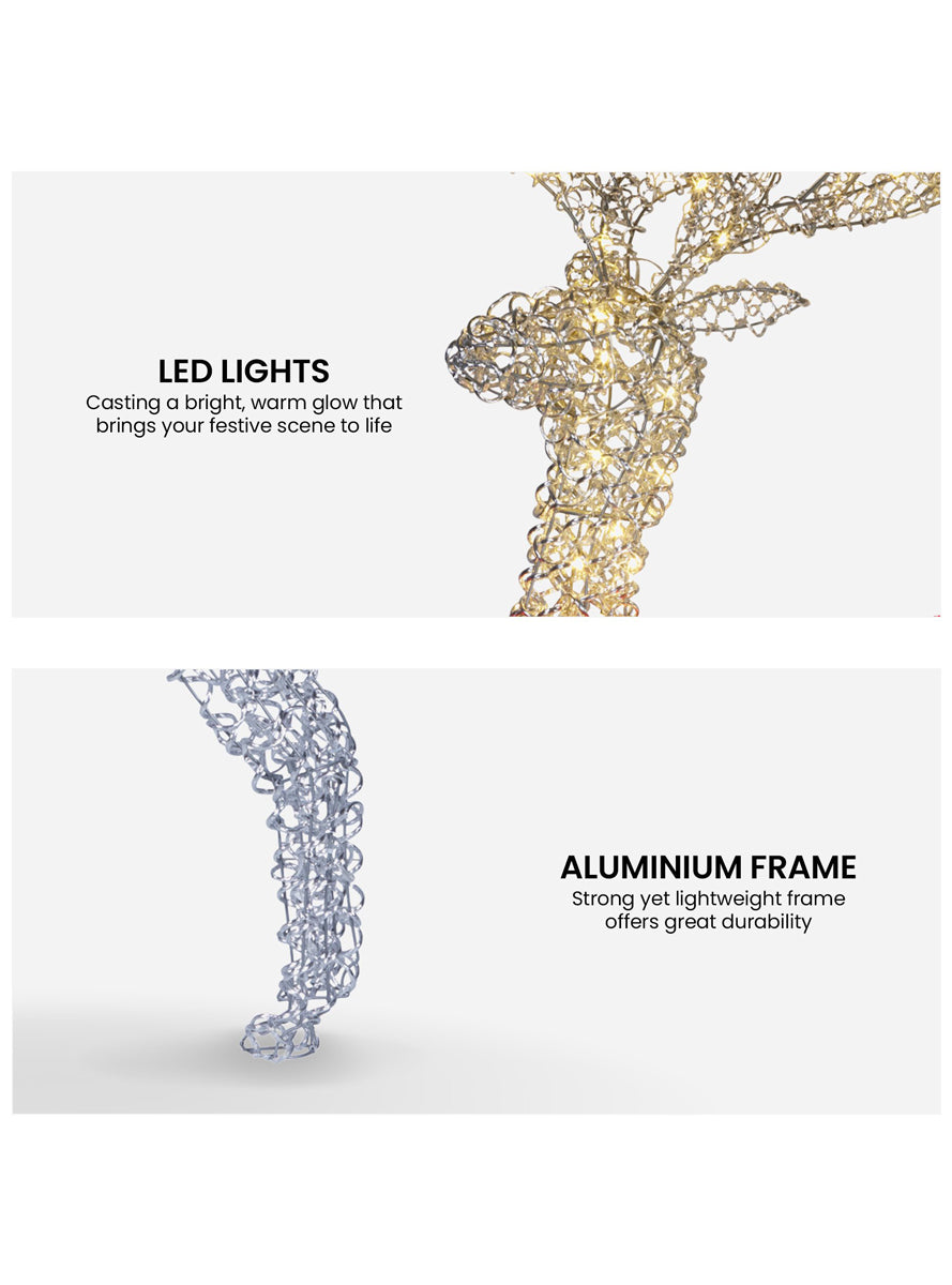 LED Light Up Warm White Reindeer Decoration 150cm - Info Image 2