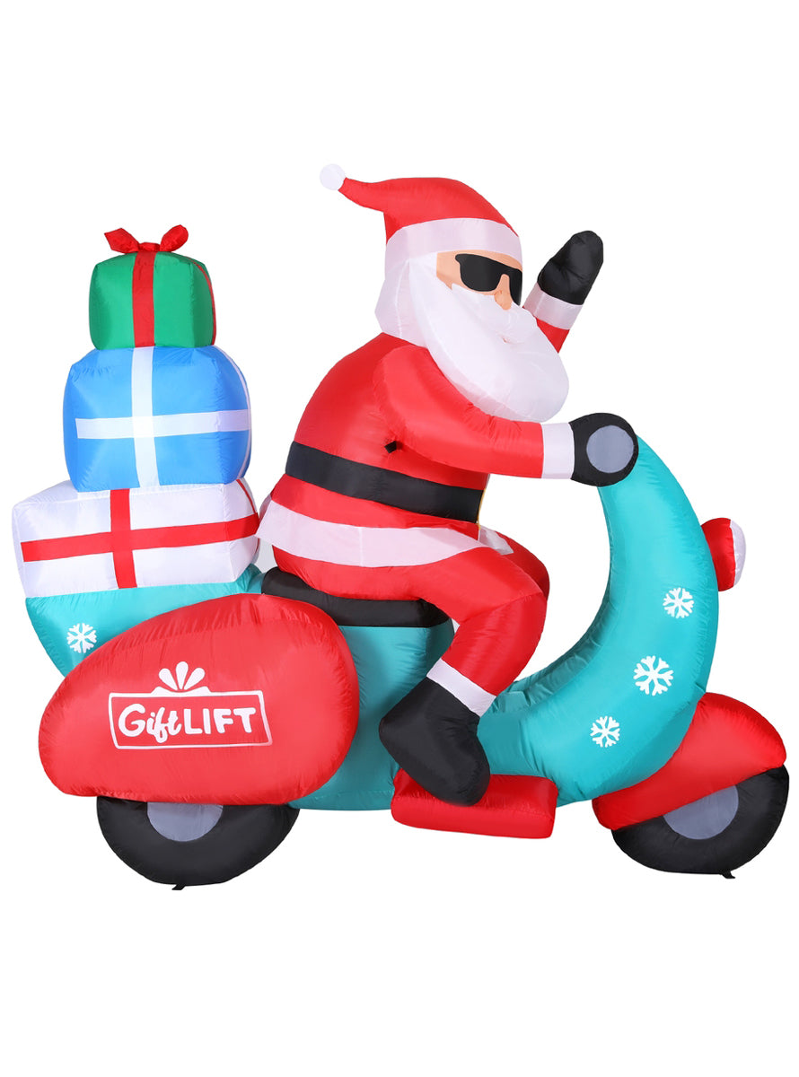 LED Light Up Inflatable Motorbike Santa Claus Christmas Decoration - Main Image