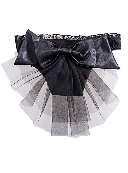 Satin Bow Back And Organza Womens Burlesque Panties