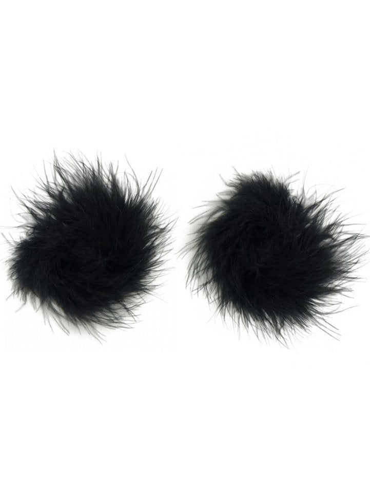 Sexy Black Fluffy Marabou Feather Burlesque Lingerie Nipple Pasties