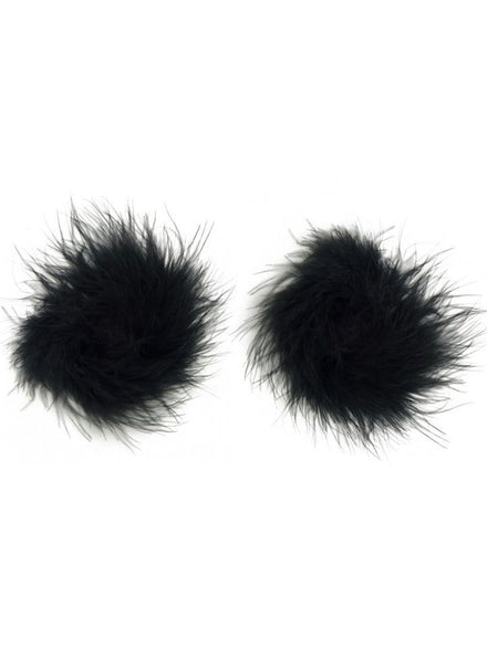 Sexy Black Fluffy Marabou Feather Burlesque Lingerie Nipple Pasties