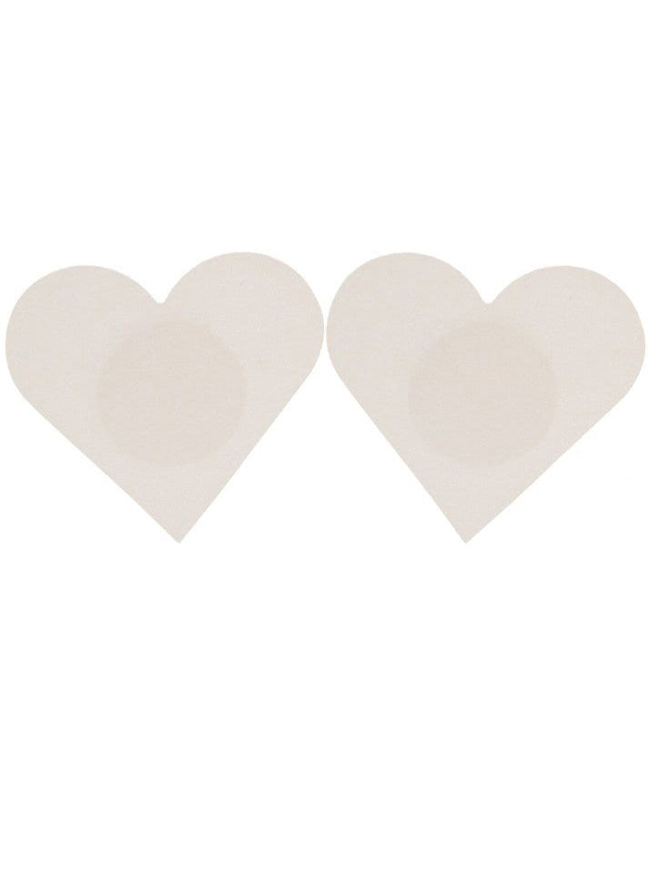 Womens Basic Nude Coloured Heart Shaped Stick On Nipple Pasties