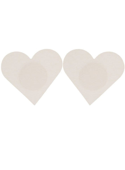 Womens Basic Nude Coloured Heart Shaped Stick On Nipple Pasties