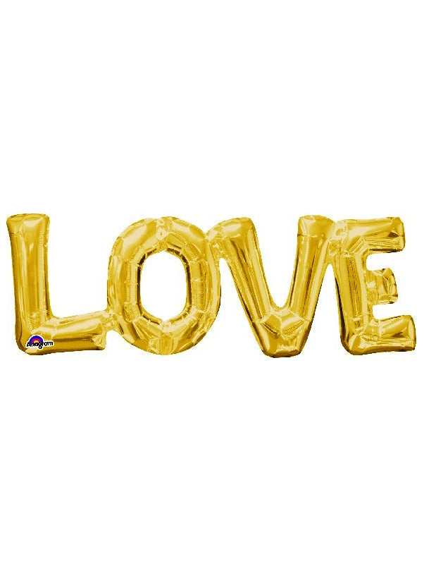 LOVE Phrases Gold 63cm Air Fill Self Sealing Foil Balloon - Main Image