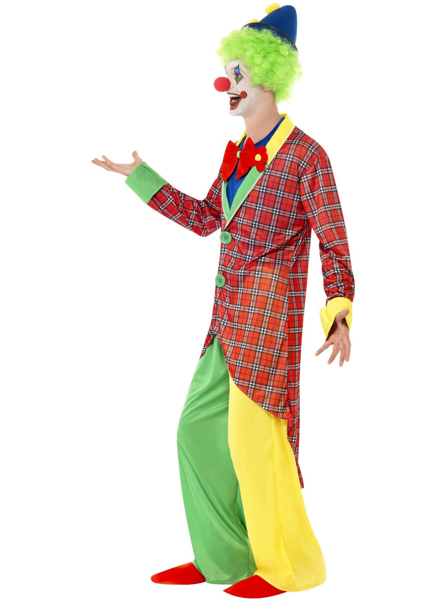 Mens Colourful La Circus Clown Costume - Side Image