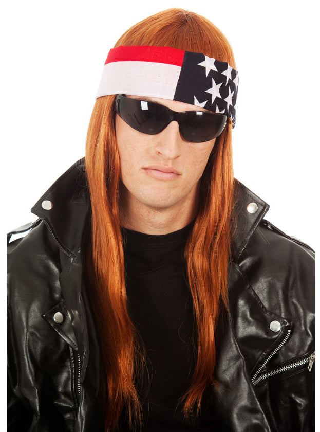 La Rocker Mens Long Axl Costume Wig with Bandana - Main Image