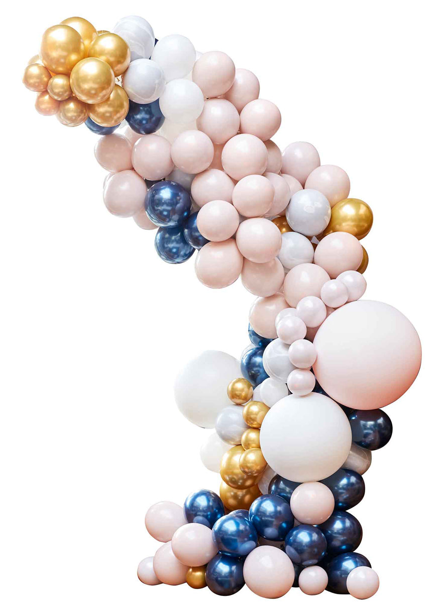 marble chrome and pink large 200 pice balloon arch - main image