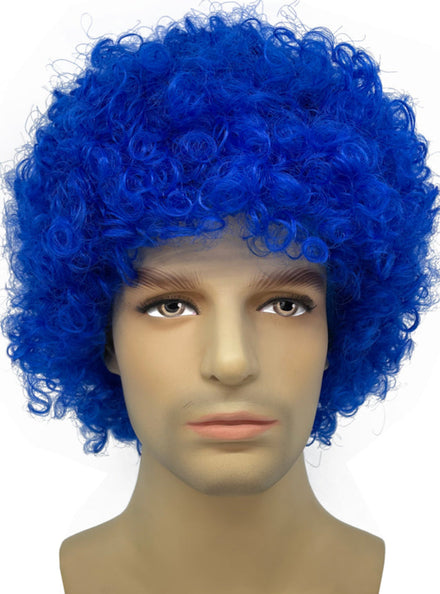 Adults Blue Curly Afro Costume Wig - Main Image