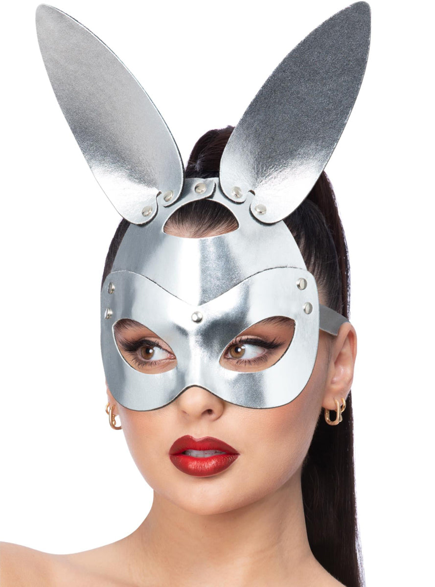 Metallic Silver Womens Silver Bunny Mask - Main Image