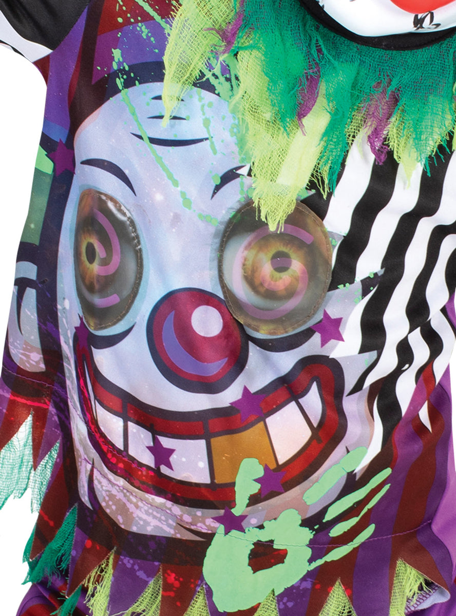 Moving Eyes Scary Clown Boys Halloween Costume - Close Image