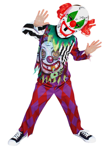 Moving Eyes Scary Clown Boys Halloween Costume - Main Image