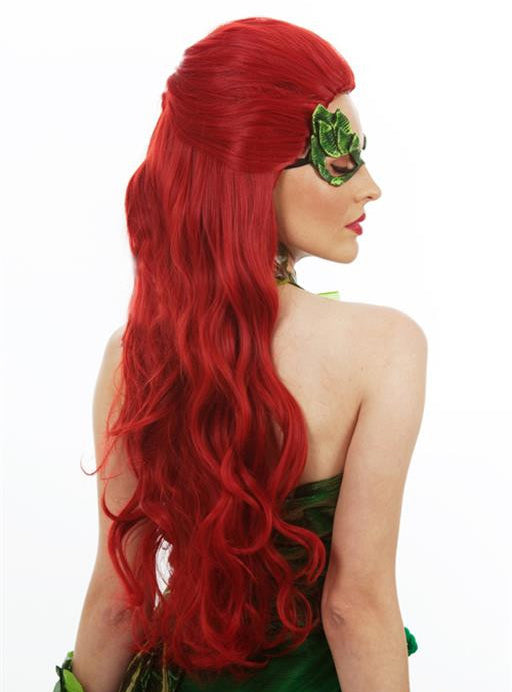 Lethal Vixen Womens Long Red Curly Costume Wig - Back Image