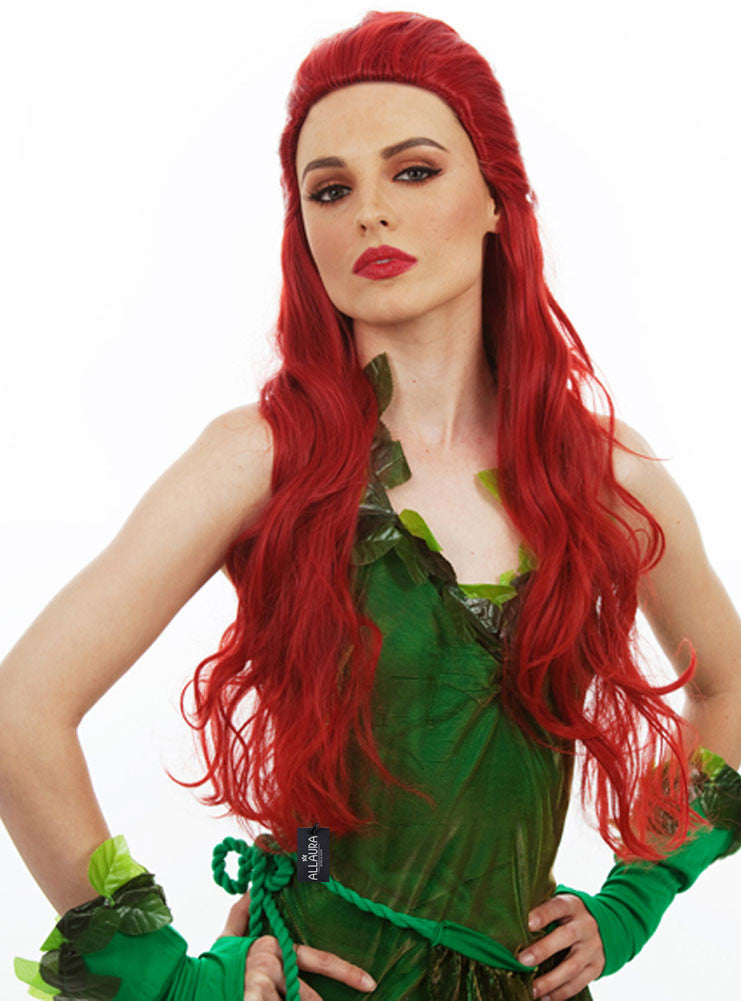 Lethal Vixen Womens Long Red Curly Costume Wig - Main Image