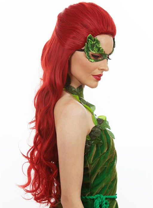 Lethal Vixen Womens Long Red Curly Costume Wig - Side Image 2