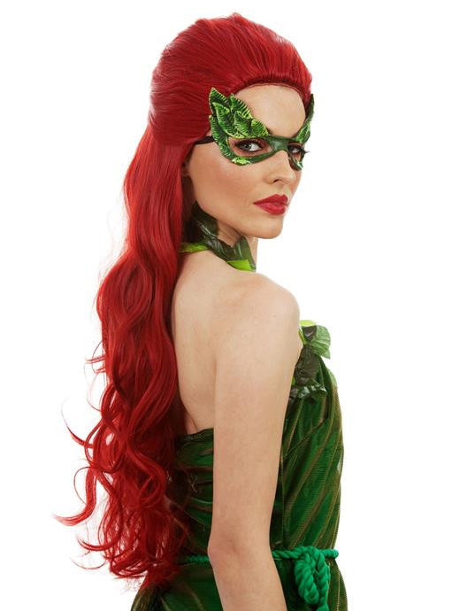 Lethal Vixen Womens Long Red Curly Costume Wig - Side Image