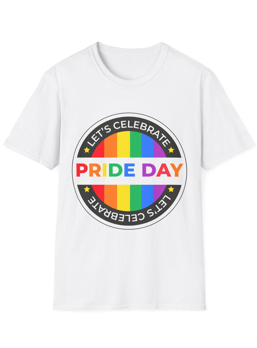 Lets Celebrate Pride Day Adults White TShirt - Front Image