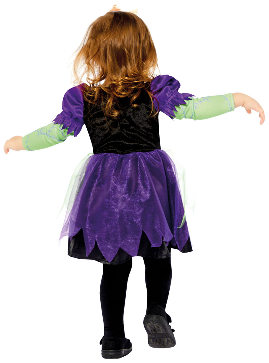 Toddler Girls Purple And Green Frankenstein Monster Halloween Costume - Back Image